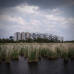 River against cloudy sky