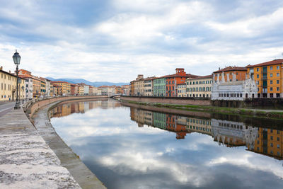 Reflection of buildings in city