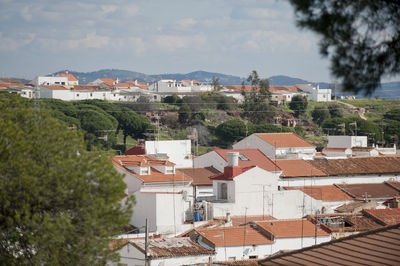 High angle view of townscape against sky