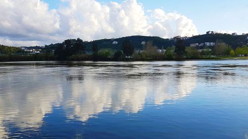 Scenic view of lake against sky