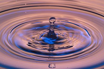 Close-up of drop falling in water