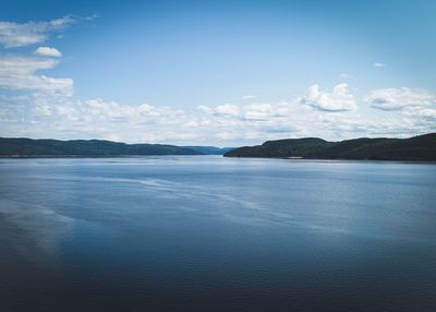 Scenic view of sea against blue sky