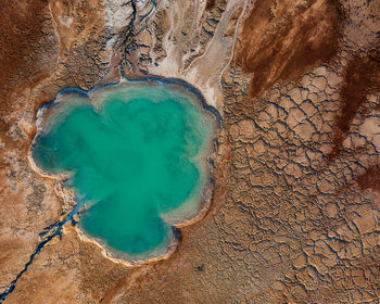 High angle view of hot spring on landscape