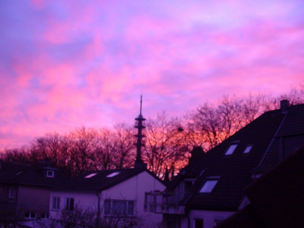 architecture, sky, building exterior, sunset, built structure, city, no people, tower, tree, cloud - sky, outdoors, nature, cityscape