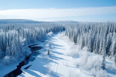 Scenic view of frozen lake against sky