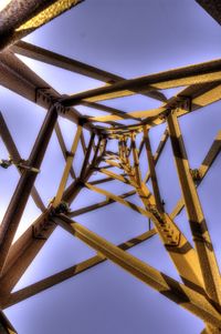 Low angle view of metallic structure against clear sky