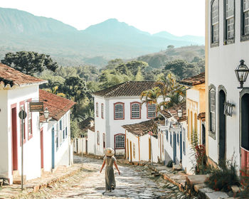 Houses by mountain