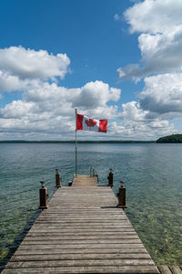 Pier over sea against sky