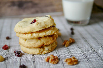 Close-up of cookies on table