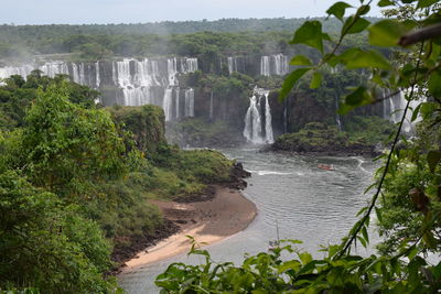 View of waterfall in forest