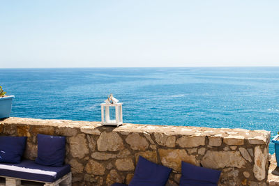 Scenic view of sea against clear sky