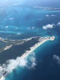 Aerial view of sea against sky