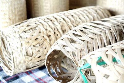Close-up of wicker basket on table