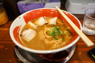 Close-up of soup in bowl