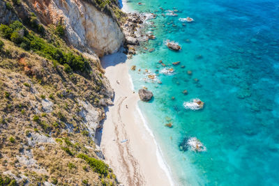 High angle view of beach