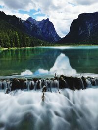 Scenic view of lake against sky