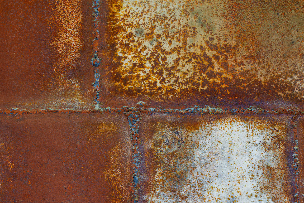 rust, full frame, backgrounds, wall, rusty, no people, textured, close-up, metal, weathered, pattern, decline, floor, wall - building feature, deterioration, old, wood, day, yellow, brown, soil, damaged, rundown, painting, bad condition, outdoors, brick, rough, abstract