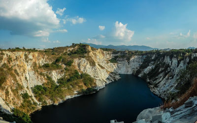 Panoramic shot of rocks against sky