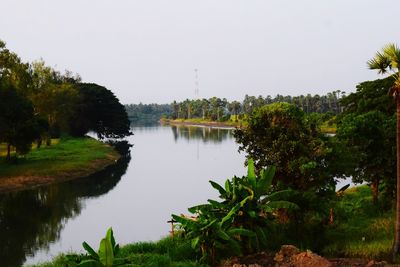 Scenic view of lake against clear sky