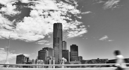 Low angle view of skyscrapers against sky