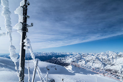 Snow covered mountain against sky