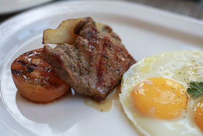 Close-up of meal served in plate