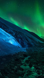 Aerial view of illuminated landscape