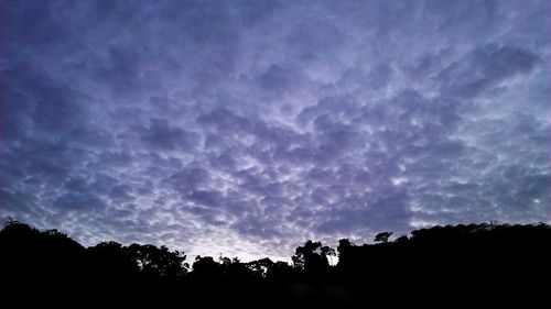 Silhouette of trees against cloudy sky