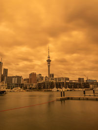 View of buildings against sky during sunset