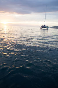 Scenic view of sea at sunset