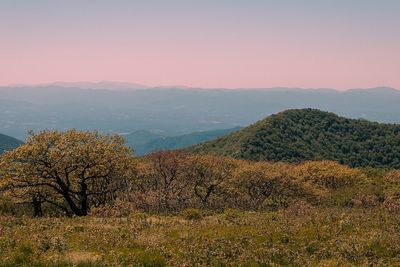 Scenic view of landscape against sky during sunset