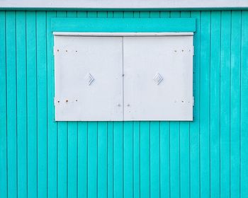 Close-up of closed blue door