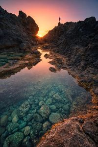 Scenic view of sea during sunset