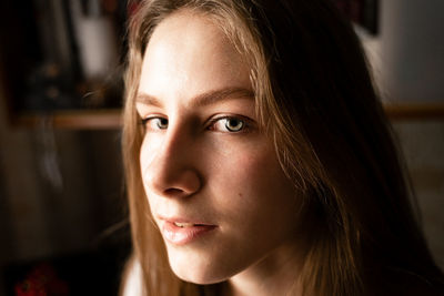 Close-up portrait of beautiful young woman