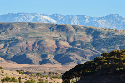 Scenic view of landscape and mountains against sky