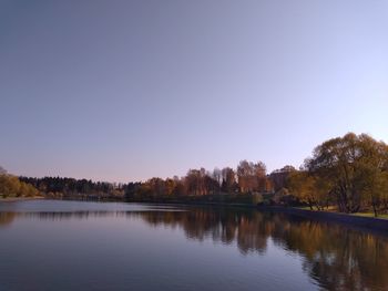 Scenic view of lake against clear sky