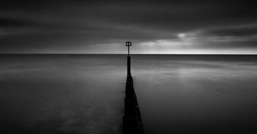 Scenic view of sea against cloudy sky