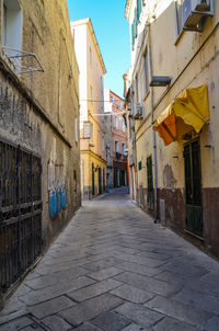 Narrow alley amidst buildings in city