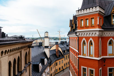 Low angle view of buildings in city