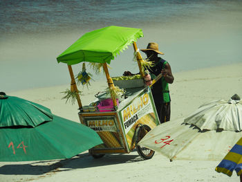 Panoramic view of people on beach