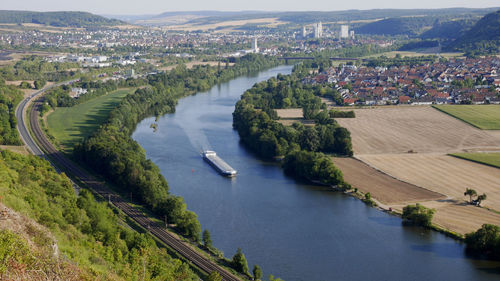 High angle view of buildings in city