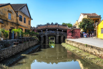 Japanese covered bridge reflections taken in hoi an ancient town, vietnam