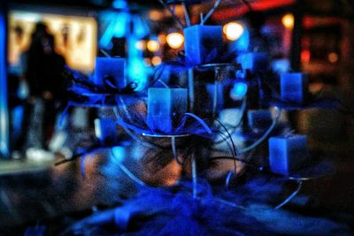 View of illuminated lights at night