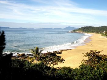 Scenic view of sea against cloudy sky