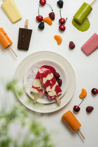 High angle view of food on table