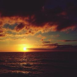 Scenic view of sea at sunset