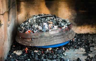 Close-up of fire on wood