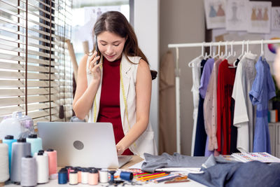 Woman using mobile phone