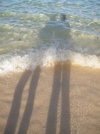 High angle view of shadow on beach