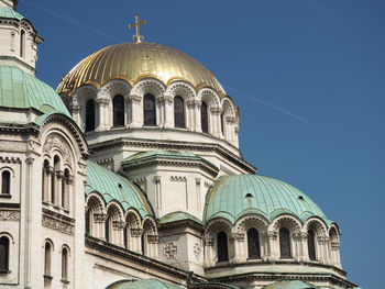 Low angle view of st alexander nevsky cathedral against clear sky